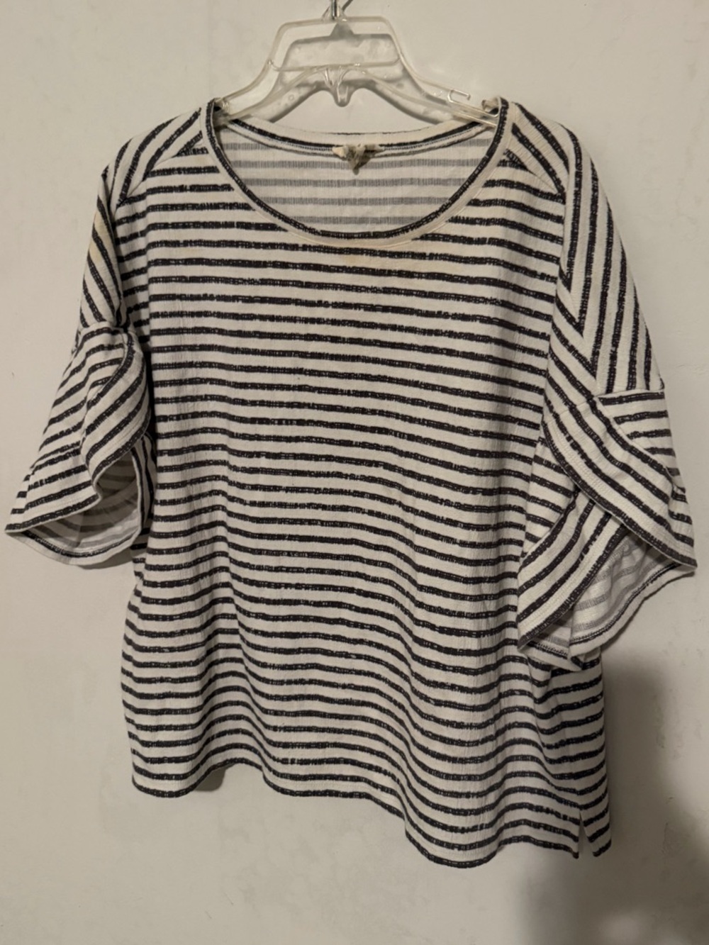 LOFT Black & White Striped Short Sleeve Tee